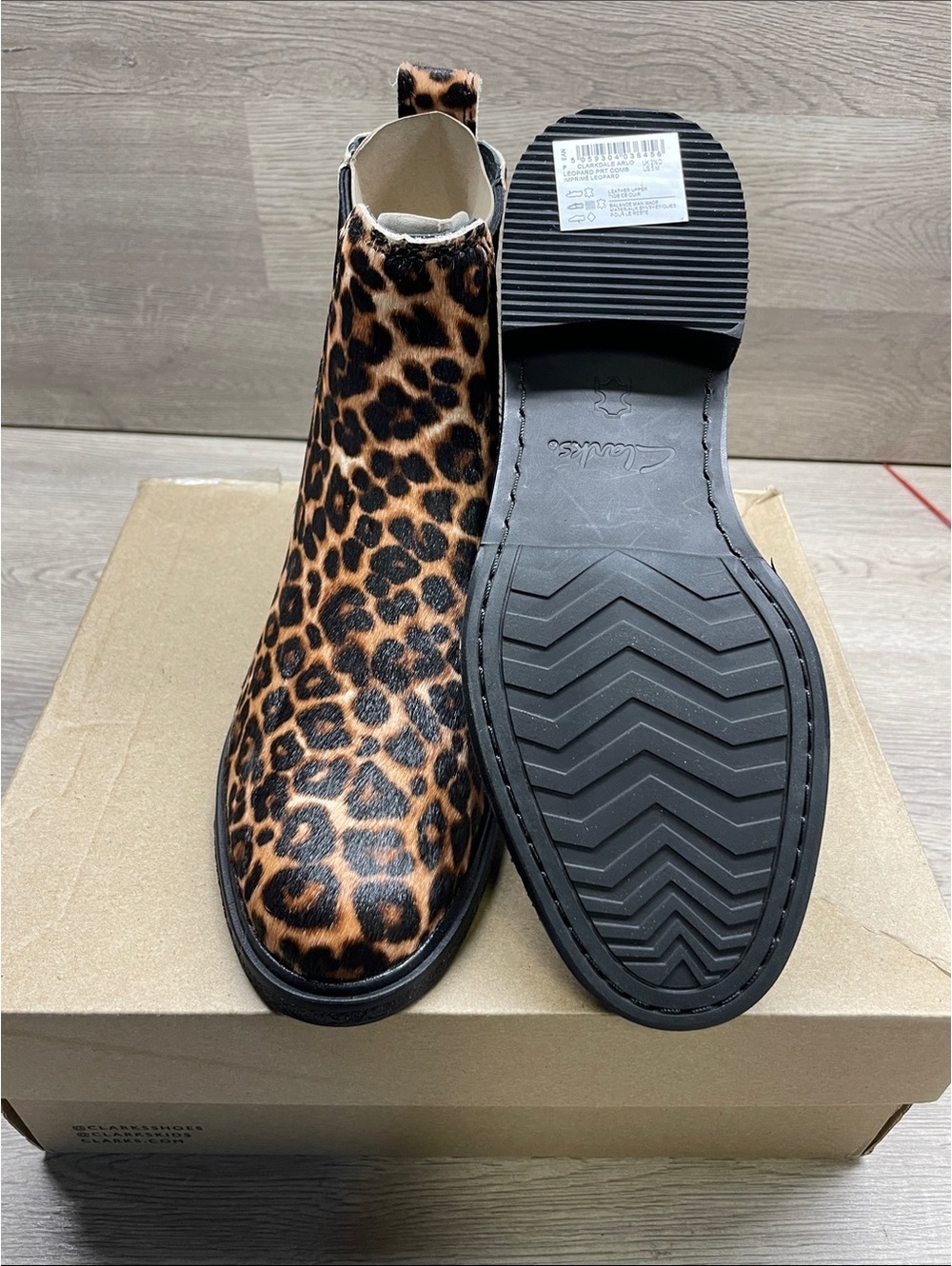 Clarks Leopard-Print Chelsea Ankle Boots - Brown & Black #142